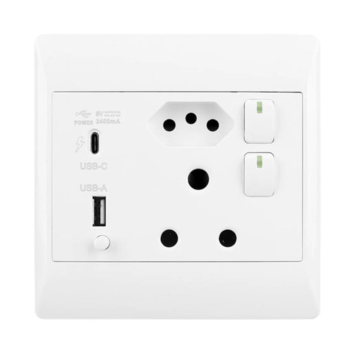 elevenpast switch White 16A USB Wall Socket – RSA Plug with Type-A and Type-C EPL335 WHITE 6007226086041