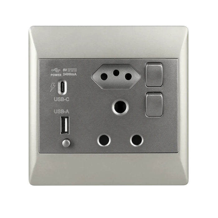 elevenpast switch Modern 16 Amp Multi-Socket Wall Plug with USB-C and USB-A EPL365 DUO 6007226086058