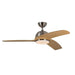 elevenpast Satin Chrome with Light Wood Wooden Ceiling Fan 3 Blade with Integrated LED F77LWSC 6007328393061