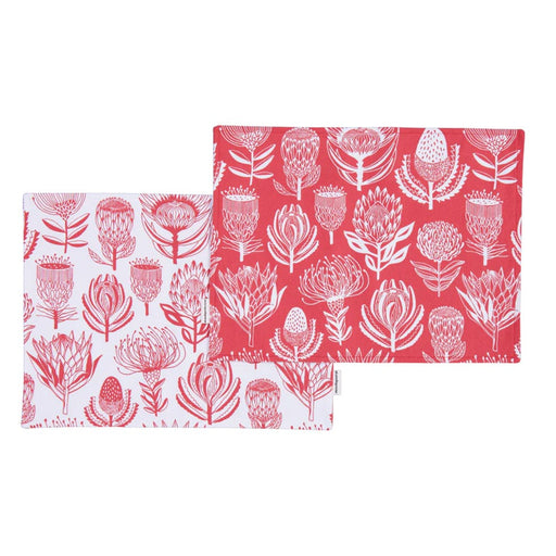 elevenpast Decor Red Floral Kingdom Double Sided Fabric Placemat Grey | Sage | Red | Blue FabricPlacematsFLORALKINGDOMR