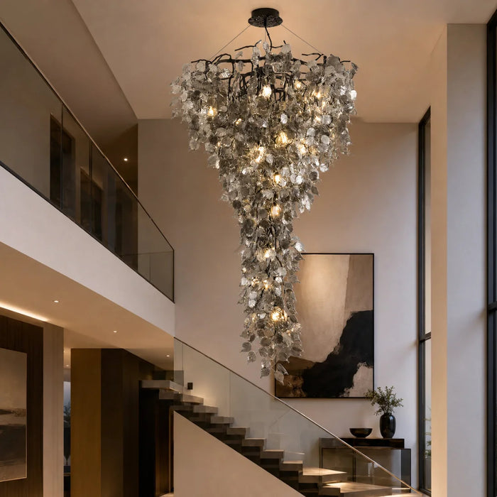 elevenpast Chandelier Grand Cascade Crystal Leaf Chandelier – Champagne | Black