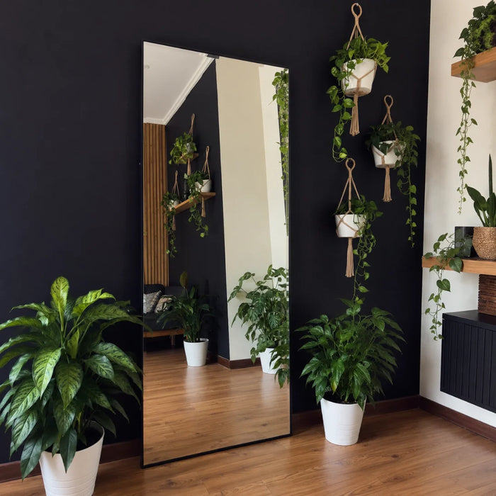 elevenpast Mirrors Solace Leaning Mirror in Brushed Silver | Black