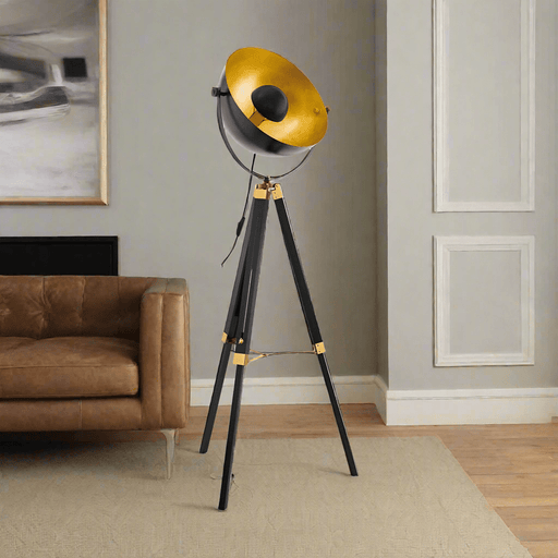 elevenpast Floor lamps Covaleda Metal Floor Lamp Black and Gold FL82BG 9002759496180