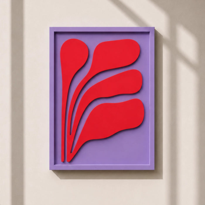 Flux Wooden Wall Art | Lilac and Red Flame