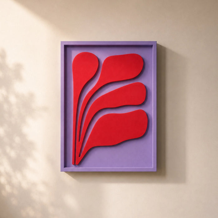 Flux Wooden Wall Art | Lilac and Red Flame