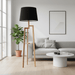 elevenpast Floor lamp Jaggered Wood and Fabric Floor Lamp Black FLWD0026-B