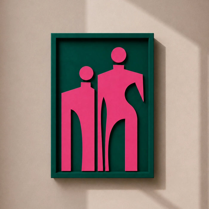 Solo Wooden Wall Art | Forest Green and Pink