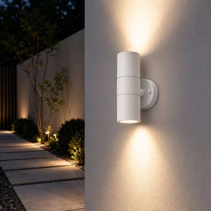 elevenpast Wall Light Ellies Ash Series AC Dual Beam Outdoor Wall Light - GU10 Base White | Black