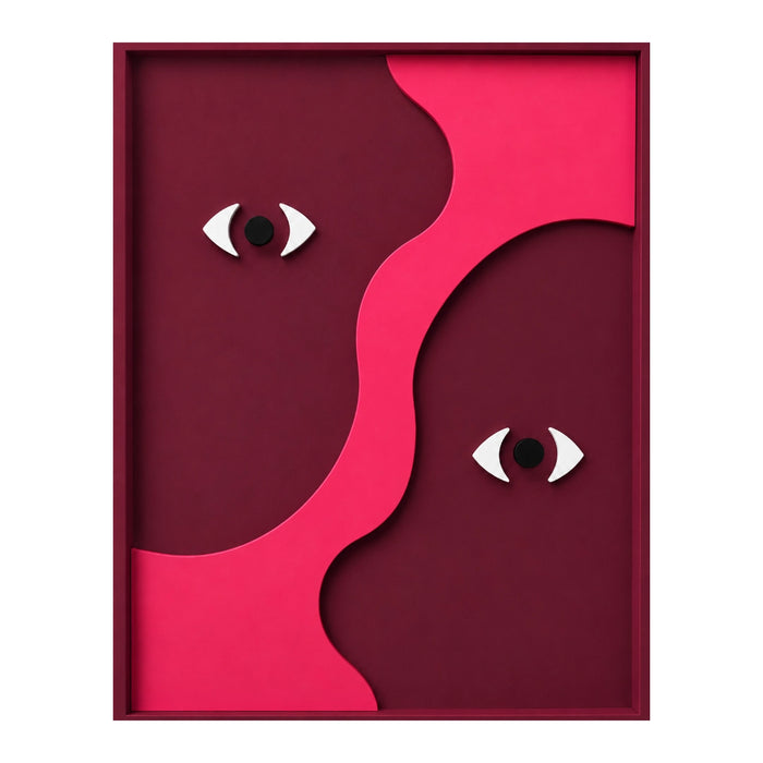 Gemin-Eye Wooden Wall Art - Burgundy and Pink