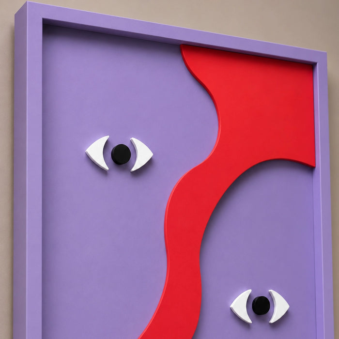 Gemin-Eye Wooden Wall Art - Lilac and Red Flame