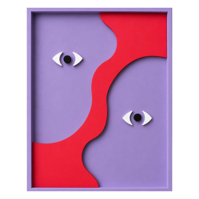 Gemin-Eye Wooden Wall Art - Lilac and Red Flame