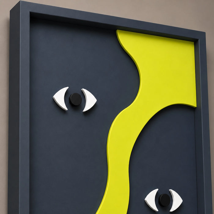 Gemin-Eye Wooden Wall Art - Midnight Lime