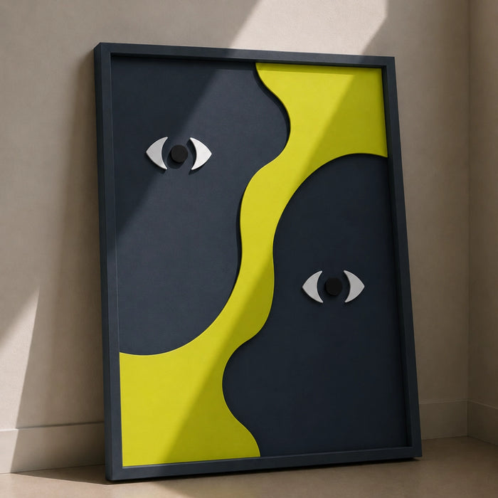 Gemin-Eye Wooden Wall Art - Midnight Lime