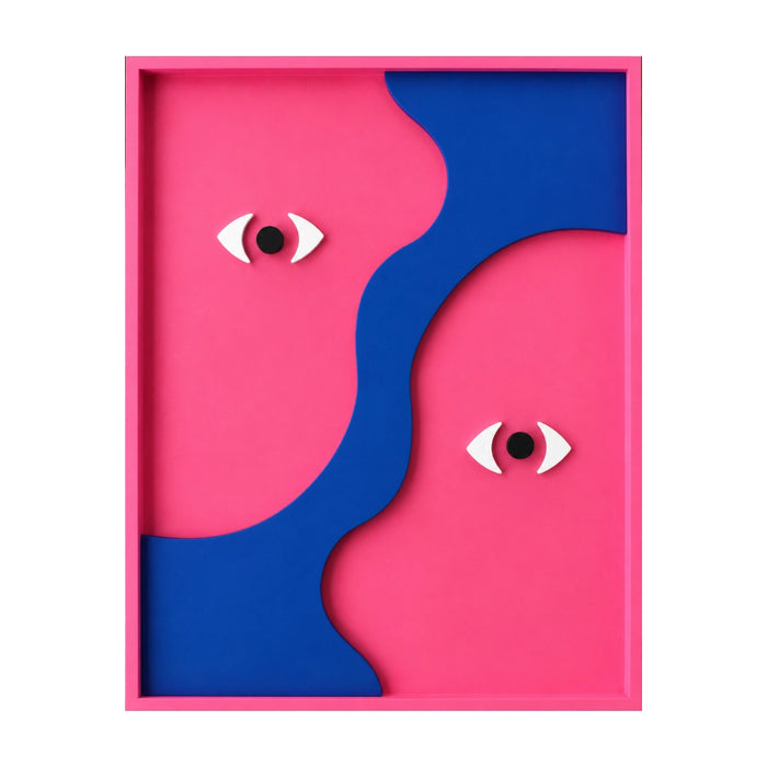 Gemin-Eye Wooden Wall Art - Pink and Blue
