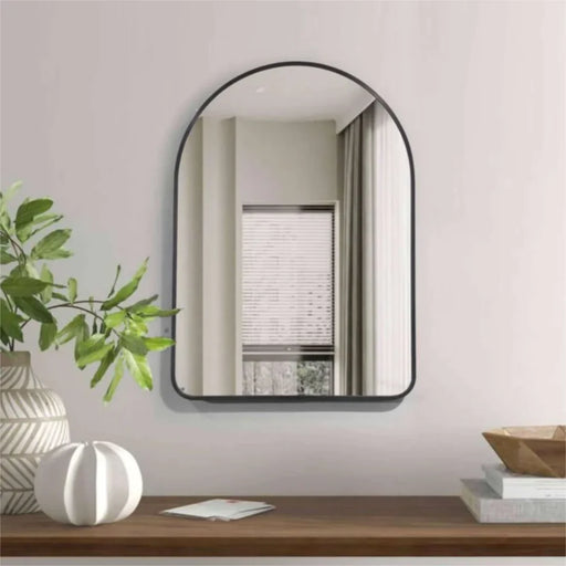 elevenpast Mirrors Arched Metal Wall Mirror for Bathroom and Entryway - Gold | Black