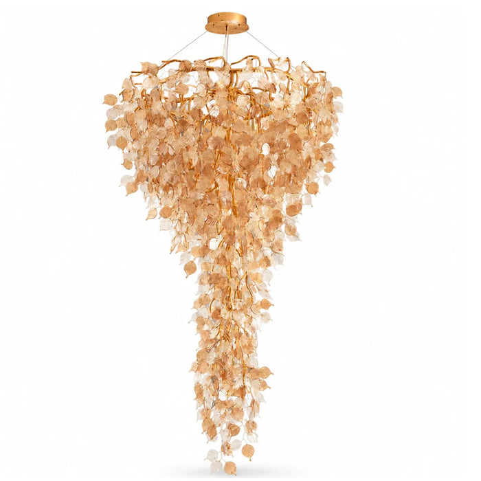 elevenpast Chandelier Grand Cascade Crystal Leaf Chandelier – Champagne | Black