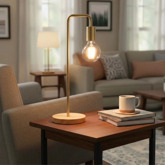 Gold and Wood Minimalist Desk Lamp – Set of 2