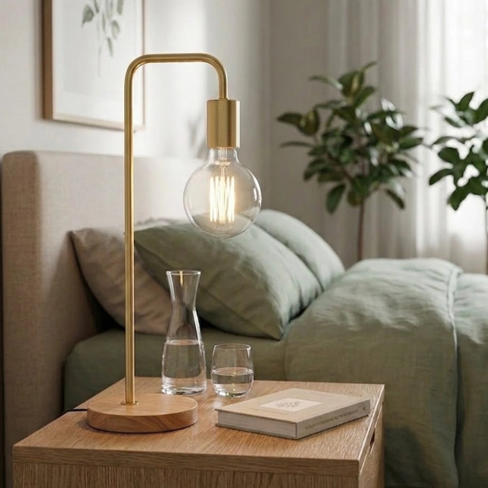 Gold and Wood Minimalist Desk Lamp – Set of 2