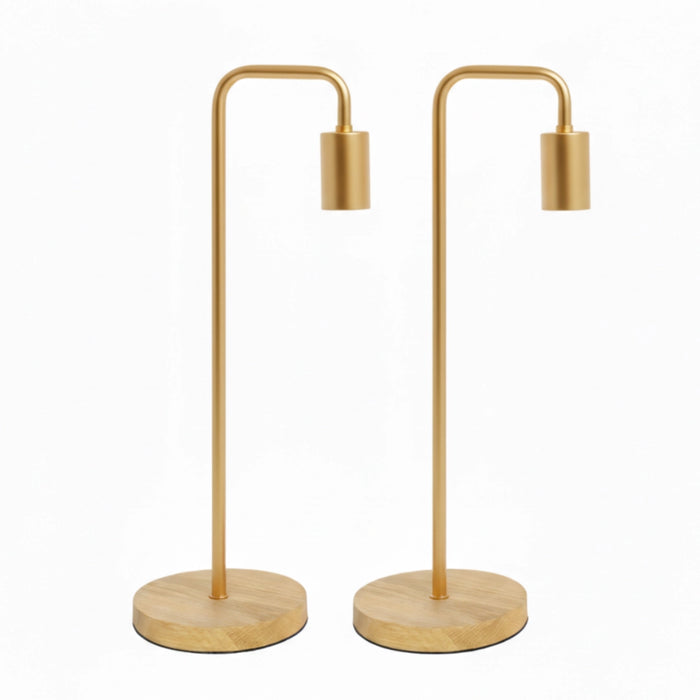 Gold and Wood Minimalist Desk Lamp – Set of 2