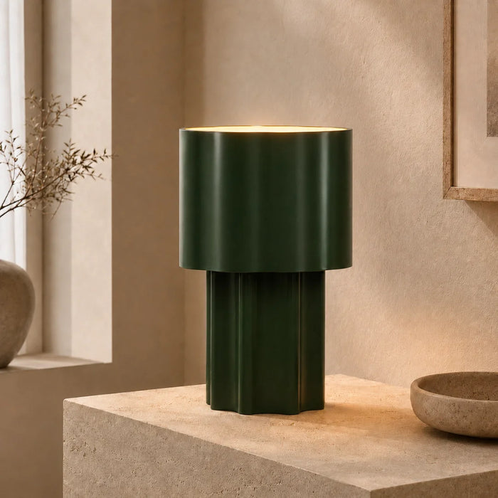 elevenpast Table Lamp Rippled Metal Table Lamp - Black | Green | Rust