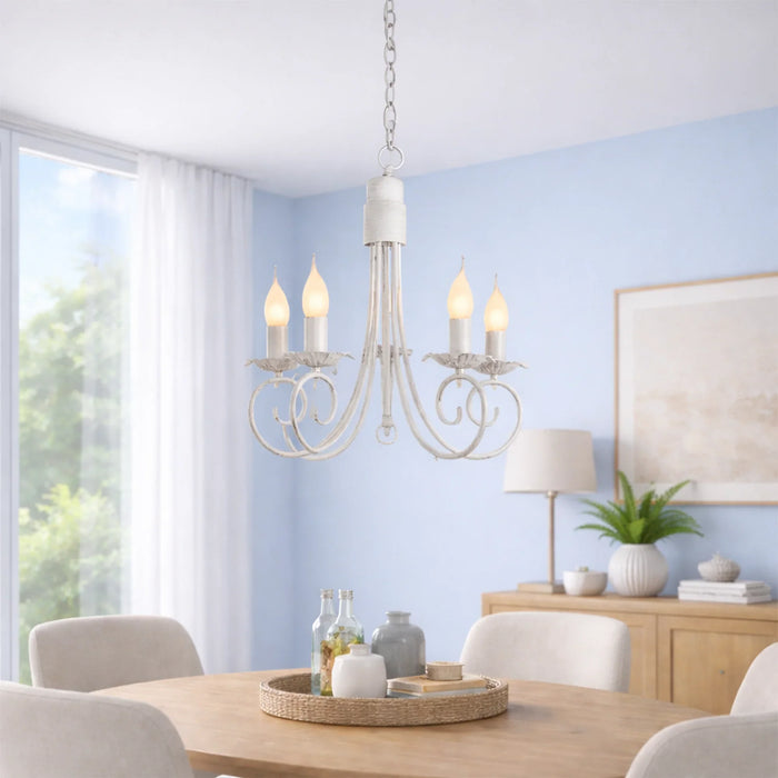 elevenpast Chandelier Fossil White Classic Metal Chandelier – 5 Light | 3 Light