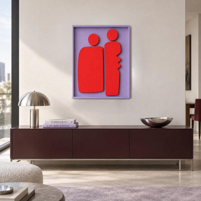 Duo Wooden Wall Art | Lilac Red Flame