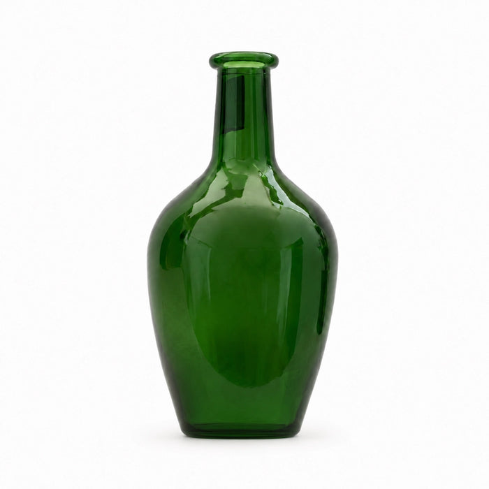 Olive Green Glass Bottle Vase 