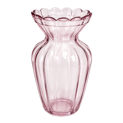 Glass Vase – Dusty Pink Scalloped Rim 
