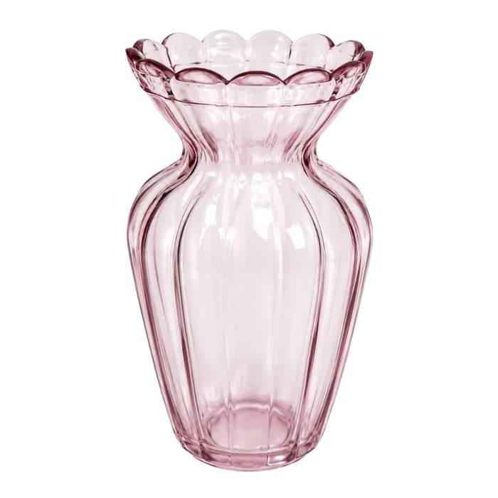 Glass Vase – Dusty Pink Scalloped Rim 