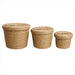 Round Woven Storage Basket Set of 3 with Lids 