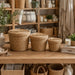 Round Woven Storage Basket Set of 3 with Lids 
