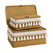 Set of 3 Woven Storage Basket Set with Lid and Tassel Trim 