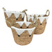 Woven Basket Set of 3 - Natural and White Macramé Detail 