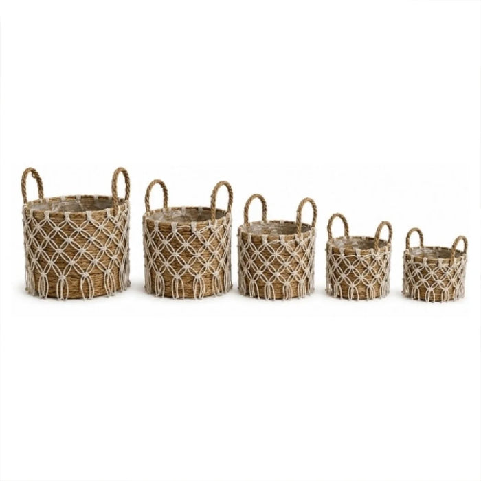 elevenpast woven basket set Woven Baskets (5 Pieces) - Macrame Overlay GY501