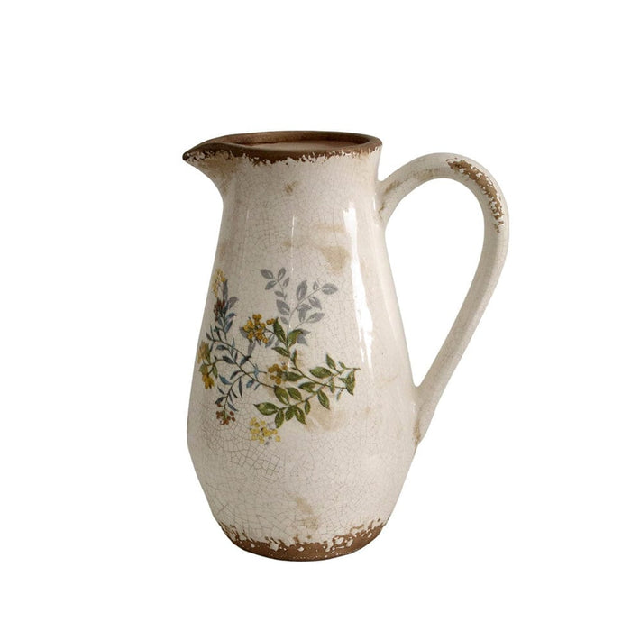 elevenpast Decor Medium Yellow Flowers Ceramic Jug Medium | Large H108D012
