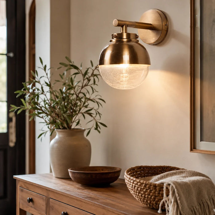 Haven Metal and Glass Wall Light – Antique Brass | Antique Silver