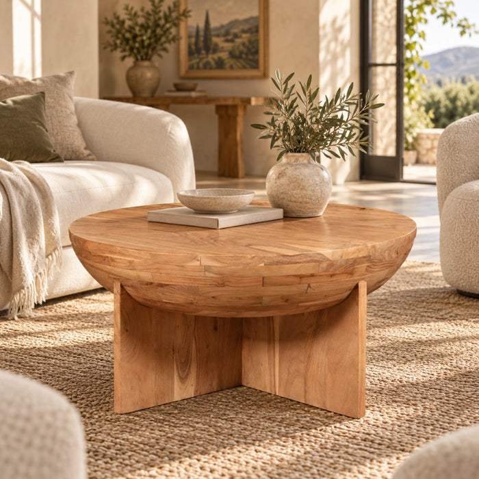 Hemisphere Solid Acacia Wood Coffee Table