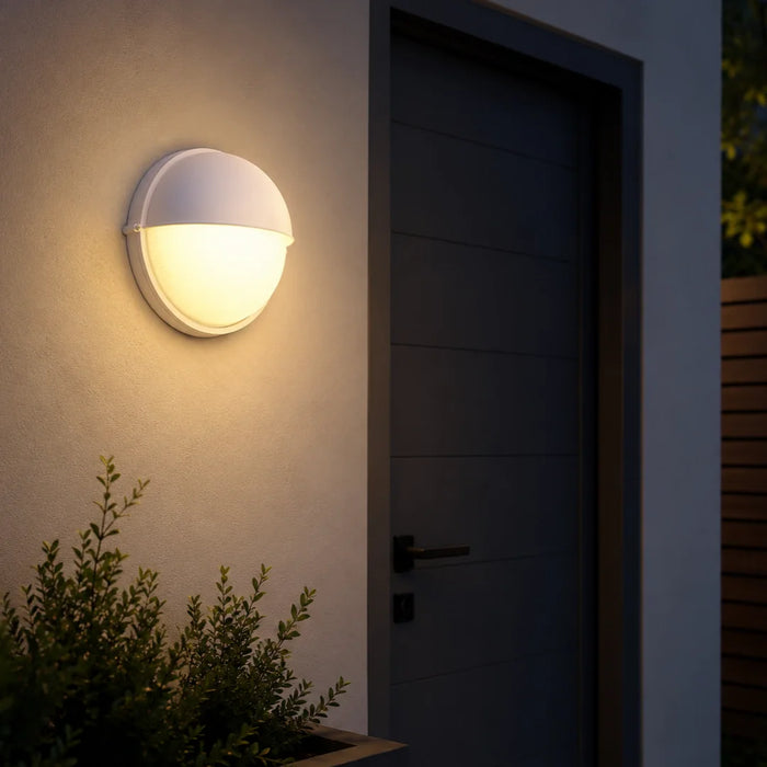 elevenpast Wall Light Ellies Arc Series - Large AC Round Bulkhead - E27 Base White | Black