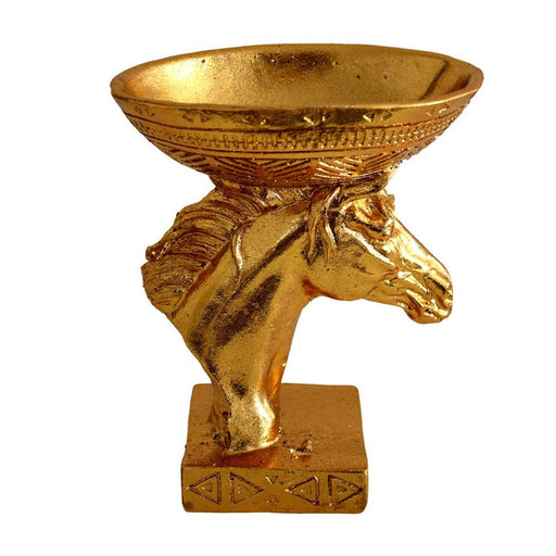elevenpast Decor Horse Head with Bowl Resin Figure - Gold HY205419