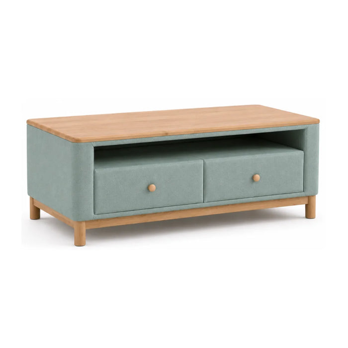 elevenpast Coffee Table Sage Green Fabric Coffee Table with Rubberwood Top IT806CT-GRN