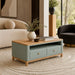 elevenpast Coffee Table Sage Green Fabric Coffee Table with Rubberwood Top IT806CT-GRN