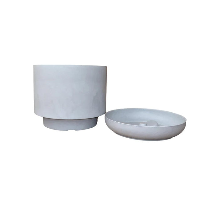 elevenpast Pots & Planters Small Match Cylinder Japi Planter with Saucer Grey JCMC35CQ