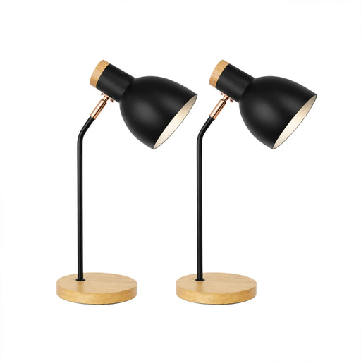 elevenpast Table Lamp Black and Wood Adjustable Modern Desk Lamp – Set of 2 JJR-0800