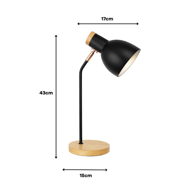 elevenpast Table Lamp Black and Wood Adjustable Modern Desk Lamp – Set of 2 JJR-0800
