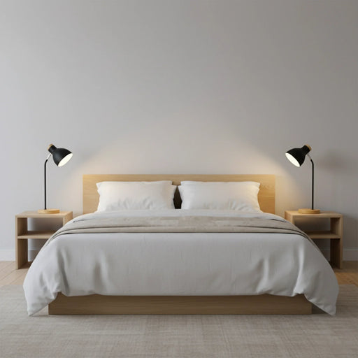 elevenpast Table Lamp Black and Wood Adjustable Modern Desk Lamp – Set of 2 JJR-0800