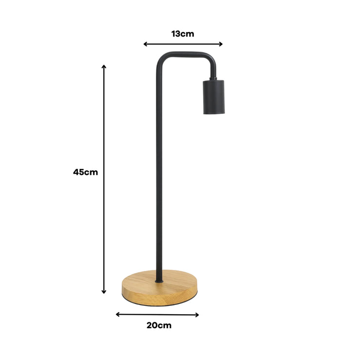 elevenpast Table Lamp Black and Wood Minimalist Desk Lamp – Set of 2 JJR-0801