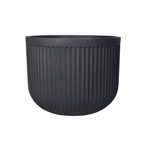 elevenpast Pots & Planters Large Flute Round Japi Planter Black JVFL55E