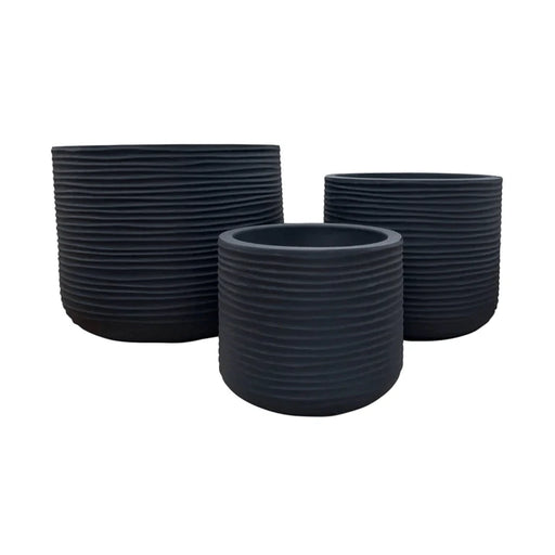 elevenpast Pots & Planters Small Lagoon Round Japi Planter in Lead - 3 Sizes JVLH33_LEAD
