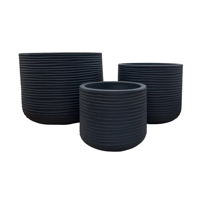 elevenpast Pots & Planters Small Lagoon Round Japi Planter in Lead - 3 Sizes JVLH33_LEAD