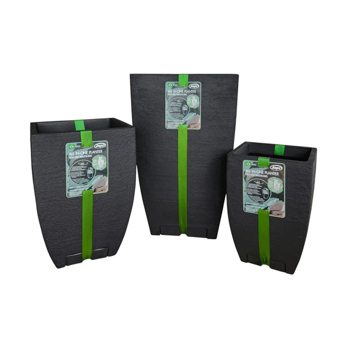 elevenpast Pots & Planters Small All In One Modern Square Japi Planter in Lead - 3 Sizes JVQD30_LEAD